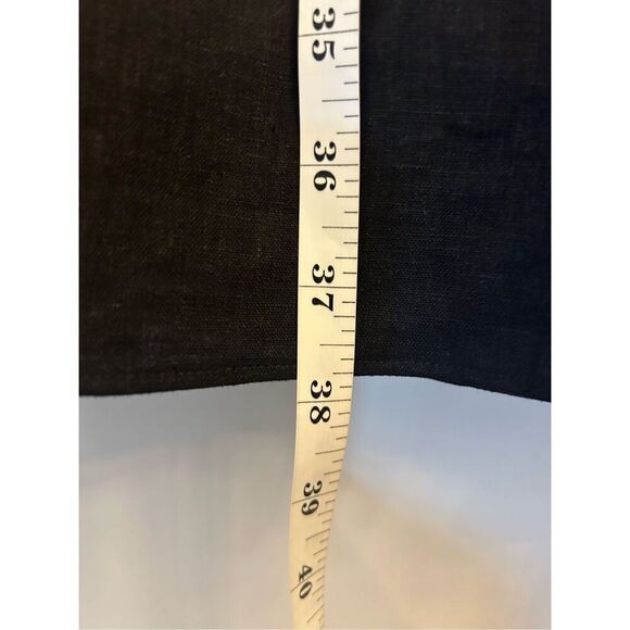 NWT Ann Taylor Linen Belted Split Neck Shirt Dress Sz XL Black Quiet Luxury Mini - Picture 9 of 10